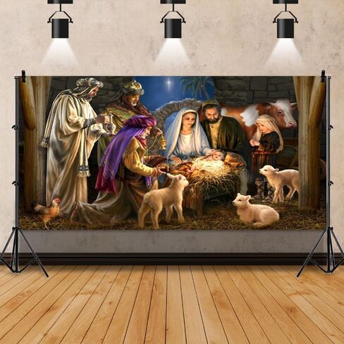 Fabric Nativity Backdrop Scene 8x6ft Christmas Nativity Backdrop Manger Holy Child Backdrop Christmas Church Display Backdrop Merry Christmas Backdrop Jesus Christian Backdrop in Saudi Arabia