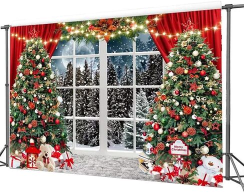 Dudaacvt 10x8ft Christmas Backdrop Christmas Window Backdrop for Photography Xmas New Year Merry Background Christmas Family Holiday Party D681 in Kuwait
