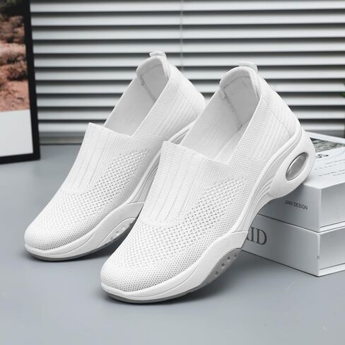 Padgene Women Walking Shoes Sock Sneakers Slip-On Breathable Mesh Trainers Women's Comfortable Casual Ladies Air Cushion Athletic Shoes Running Jogging Shoes in Saudi Arabia