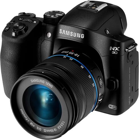 Samsung NX30 20.3MP CMOS Smart WiFi & NFC Mirrorless Digital Camera with 18-55mm Lens and 3" AMOLED Touch Screen and EVF (Black) (Renewed) in Saudi Arabia