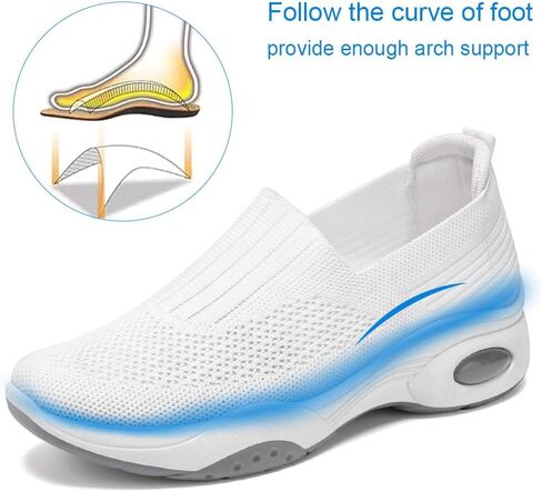 Padgene Women Walking Shoes Sock Sneakers Slip-On Breathable Mesh Trainers Women's Comfortable Casual Ladies Air Cushion Athletic Shoes Running Jogging Shoes in Saudi Arabia