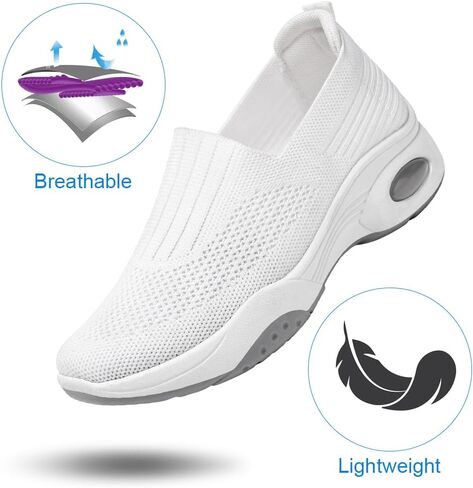 Padgene Women Walking Shoes Sock Sneakers Slip-On Breathable Mesh Trainers Women's Comfortable Casual Ladies Air Cushion Athletic Shoes Running Jogging Shoes in Saudi Arabia