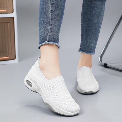 Padgene Women Walking Shoes Sock Sneakers Slip-On Breathable Mesh Trainers Women's Comfortable Casual Ladies Air Cushion Athletic Shoes Running Jogging Shoes in Saudi Arabia