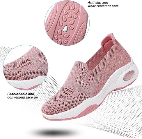 أحذية مشي نسائية من Padgene أحذية رياضية جورب سهلة الارتداء شبكية قابلة للتنفس أحذية نسائية مريحة كاجوال للسيدات وسادة هوائية أحذية رياضية للجري والركض in Kuwait