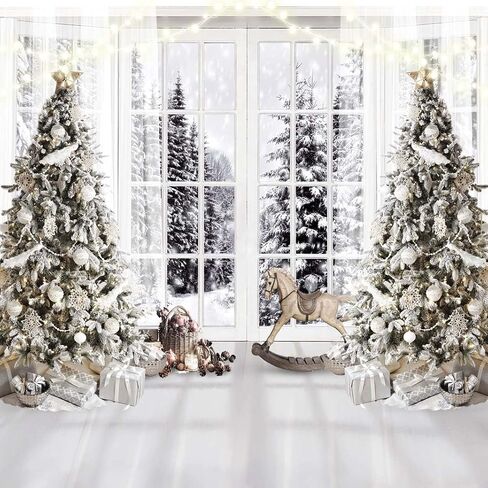 10X10FT White Christmas Backdrop Christmas Backdrop with Window Xmas Backdrop Christmas Banners Indoor Christmas Background Decoration F107 in Saudi Arabia