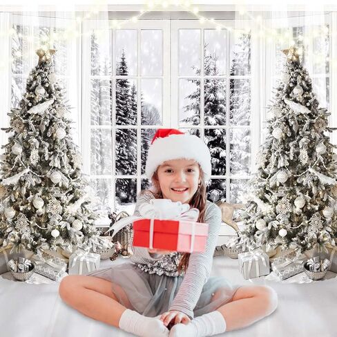 10X10FT White Christmas Backdrop Christmas Backdrop with Window Xmas Backdrop Christmas Banners Indoor Christmas Background Decoration F107 in Saudi Arabia