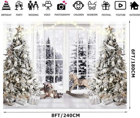 10X10FT White Christmas Backdrop Christmas Backdrop with Window Xmas Backdrop Christmas Banners Indoor Christmas Background Decoration F107 in Saudi Arabia