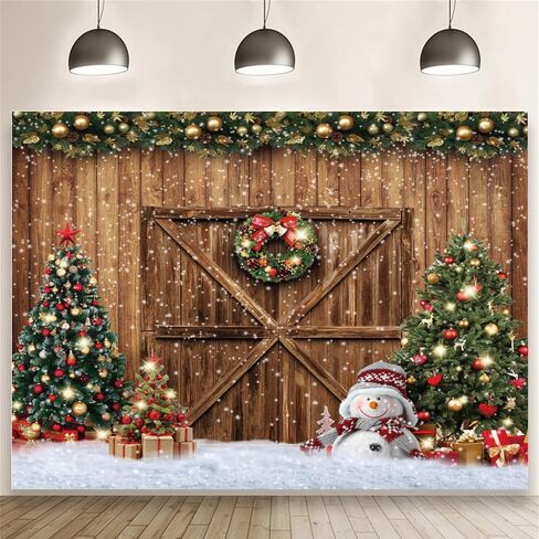 Christmas Backdrops for Photography Merry Christmas Wood Door Photo Backdrop LFEEY Winter Snowflake Christmas Tree Background Xmas Party Christmas Eve Kids Baby Family Portrait Decorations 10x8ft in Saudi Arabia
