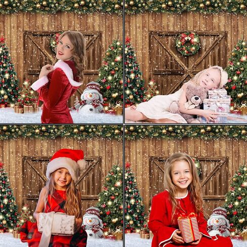 Christmas Backdrops for Photography Merry Christmas Wood Door Photo Backdrop LFEEY Winter Snowflake Christmas Tree Background Xmas Party Christmas Eve Kids Baby Family Portrait Decorations 10x8ft in Saudi Arabia