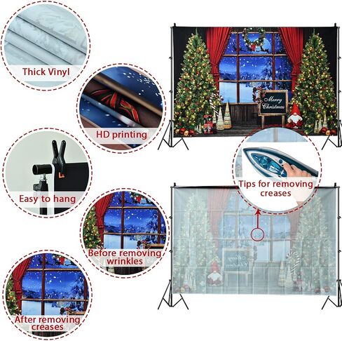 Christmas Backdrops for Photography Merry Christmas Wood Door Photo Backdrop LFEEY Winter Snowflake Christmas Tree Background Xmas Party Christmas Eve Kids Baby Family Portrait Decorations 10x8ft in Saudi Arabia