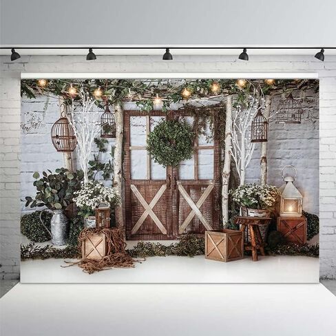MEHOFOTO 7x5ft الشتاء عيد الميلاد عشاء حفلة التصوير الفوتوغرافي خلفية ريفي براون الخشب جدار الباب بريق أضواء قفص العصافير عيد الميلاد الخلفيات الأسرة عطلة عيد ميلاد حزب صور الدعائم راية الإمدادات in Saudi Arabia