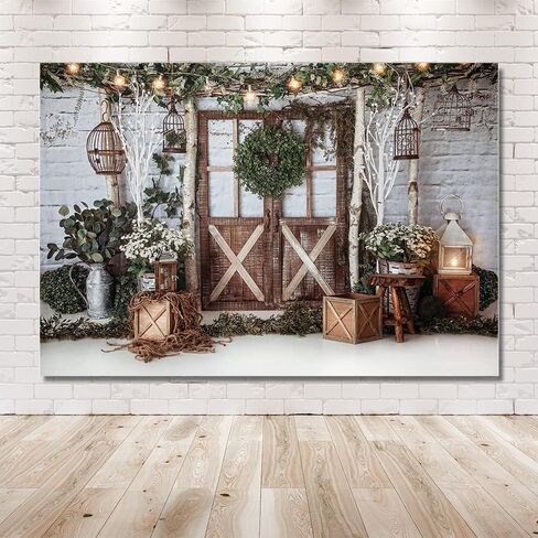 MEHOFOTO 7x5ft الشتاء عيد الميلاد عشاء حفلة التصوير الفوتوغرافي خلفية ريفي براون الخشب جدار الباب بريق أضواء قفص العصافير عيد الميلاد الخلفيات الأسرة عطلة عيد ميلاد حزب صور الدعائم راية الإمدادات in Saudi Arabia