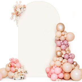 7.2 ft Arch Backdrop Cover, White Wedding Arch Cover Stretchy Backdrop, Spandex Arch Backdrop Cover with Zipper for Birthday, Party Decoration, Baby Shower, Wedding, Ceremony, Graduation