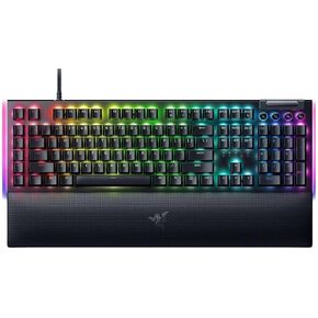 Razer BlackWidow V4 Green Switch RZ03-04690200 Full-Size Gaming Keyboard with Chroma RGB, 104 Keys, and Dedicated Media Roller (Black, Renewed)