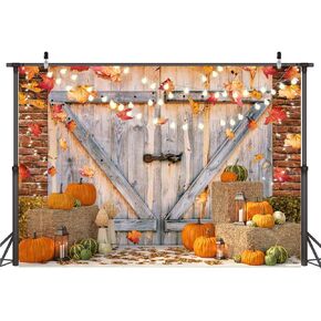 7x5FT Fall Thanksgiving Backdrop Thanksgiving Photo Backdrop Pumpkin Backdrop Fall Themed Backdrop Autumn Harvest Barn Banner F12