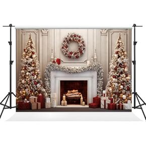 Kate 7×5ft Christmas Backdrop Photography Christmas Tree Wreath Fireplace Candle Xmas Background Studio Props for Photo Video