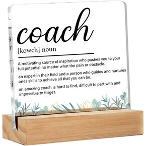 Coach Gifts for Women Men, Thank You Coach Appreciation Gifts, a Good Coach Can Change a Routine Clear Acrylic Desk Decorative Sign for Home Office, 4 x 4 Inches