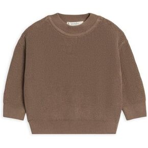 Colored Organics Baby and Kids Organic Cotton Knit Sweater - Long Sleeve Knit Pullover - Taupe - 6-12M