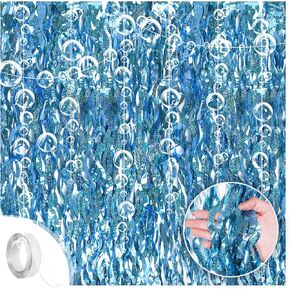 Under The Sea Birthday Decorations,Spongebob Party Blue Backdrops 2Pcs and Bubble Garlands 3Pcs with Tape for Mermaid,Swim,Ocean Themed,Underwater,Baby Shower Decor,Beach Party Supplies