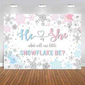 Mocsicka Snowflake بين الجنسين تكشف عن خلفية الشتاء الوردي أو الأزرق ندفة الثلج بين الجنسين تكشف عن ديكور الحفلات هو أو هي ماذا ستكون ندفة الثلج الصغيرة الخاصة بنا ديكور صور للحفلات (7 × 5 أقدام (82 بوصة × 60 بوصة))