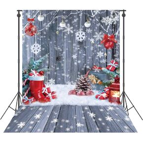 5x7FT Christmas Wood Wall Floor Backdrop Winter Snowflake Photography Background Kids Family Holiday Party Decoration Photo Banner Booth Studio Photographer Props Tapestry