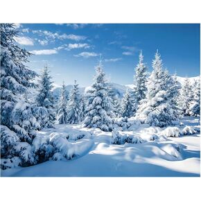 YYNXSY Winter Snow Forest Backdrop Wintry Cedar Forest Scene Alps Photography Backdrop for Christmas New Year Party Decorations Winter Wonderland Background Photo Props 7X5FT YY-8007