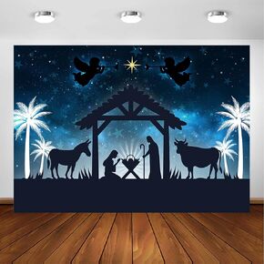 Avezano Christmas Nativity Backdrop for Photography Jesus Birthday Nativity Stable Scene Backdrop Christmas Party Decor Photoshoot Background (7x5ft)