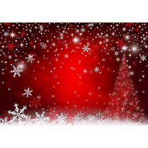 10X8ft Soft Fabric Winter Red and Christmas Tree Backdrop for Photography Snowflake Bokeh Photo Background Banner Studio Props Christmas Party Decorations Supplies