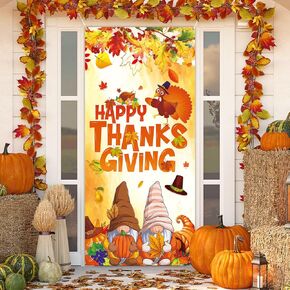 DPKOW Happy Thanksgiving Banner for Thanksgiving Day Decoration, Thanksgiving Backdrop Banner for Thanksgiving Indoor Outdoor Decoration, Thanksgiving Door Wall Decoration, 180 * 90cm