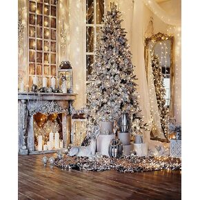 CHAIYA 5x7FT Christmas Backdrops Christmas Fireplace Backdrop Christmas Party Decoration Banner Christmas Family Party Backdrop New Year Party Photography Backdrop