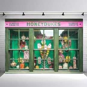 Green Wood Windows Photography Backdrops Sweet Honeydukes Shop Baby Shower Portrait Background Photo Studio Photophone（7x5ft）