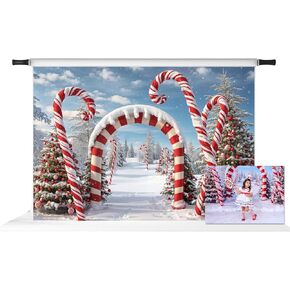 Kate Christmas Candy Arch backdrops Winter Snow Photo Background Photo Props and Kids Holiday Party Decorations, 7X5ft