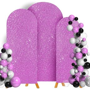 Leepiya Lavender Backdrop Arch Cover Glitter 2-Sided 4FT 5FT 6FT Sequin and Fabric Surface Stretchy Shiny Spandex Arch Backdrop Cover for Arch Stand Cover for Wedding Birthday Party Decorations