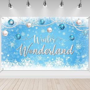 لافتة خلفية Avezano Winter Wonderland لافتة ندفة الثلج الشتوية لتزيين حفلات أعياد الميلاد في الشتاء Wonderland لافتة استحمام الطفل الأزرق خلفية تصوير ثلجي لعيد الميلاد 70.8 × 43.3 بوصة