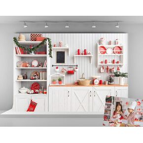 Kate 7x5ft Microfiber Christmas Kitchen Photography Backdrops Interior Decoration Background Retro Wood House Backdrop for Photoshoot