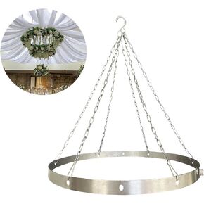 Hanging Kits for Ceiling Drapes - 24 Inches Round Hoop Ring Hardware Kit for 6 Panels Wedding Party Draping Fabric