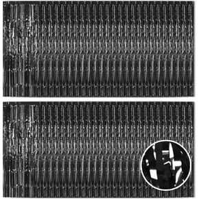 Silver Foil Fringe Curtains 50 Pack 3.2ft x 8.2ft Fringe Backdrop Curtains Metallic Tinsel Streamer Photo Backdrop for Birthday Party Decorations Halloween Christmas Party Supply (Silver)