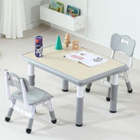 Kids Table, Toddler Table and Chair Set, Height-Adjustable Kids Table and Chairs with 31.5''Lx23.5''W Graffiti Desktop, Table Chair for Ages 3-8, Child Table and Chair Set