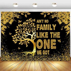 Sensfun Family Reunion Backdrop Black Gold Family Tree We are Family Photography Background Welcome to Our Family Members Gathering Party Decorations Supplies Banner Photo Booth Props 7x5ft