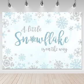 Avezano Winter Baby Shower Decorations a Little Snowflake is on The Way Baby Shower Backdrop 7x5ft Winter Wonderland Snowflake Baby Shower Decorations Background, Blue and Sliver