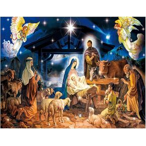 YYNXSY 7X5FT Christmas Decoration Christmas Religious Backdrop Holy Nativity Photography Background Christmas Photography Background for Winter Xmas Outdoor Indoor Church Medieval YY-3902