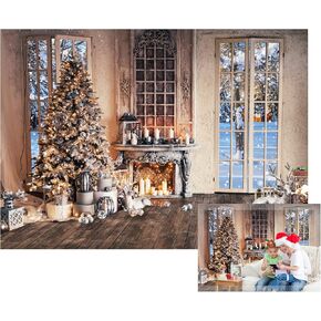 7X5FT Christmas Tree Backdrops for Photography Xmas Indoor Background Vinyl Vintage Christmas Backdrop Xmas Party Banner Decorations Props F19
