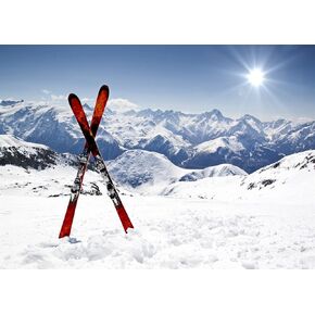 BELECO 7x5ft Fabric Winter Ski Backdrop Snowy Mountain Snowboard Skiing Backdrop Alps Mountain Summit Ski Sport Adventure Background Ski Party Decorations Portrait Photo Shoot Studio Props