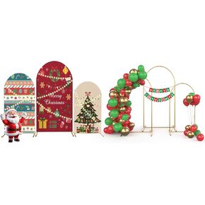 Christmas Arch Backdrop Stand and Cover,Christmas Decorations Outdoor Indoor,4FT/5FT/6FT Christmas Arch Frame,Christmas Background Decorations Stand for Party,Christmas Decor,Set of 3