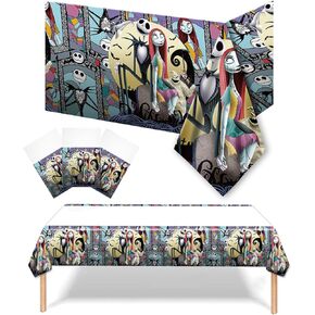 Nightmare Before Christmas Birthday Party Supplies Backdrop, Jack Skellington Banner Party Decorations Living Room Tapestry for Bedroom Jack Photography Background (TA-Shengdanye A 2403)