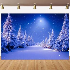 Yeele 10x8ft Winter Snow Scene Backdrop Snowfall Night View Pine Forest Wonderland Photography Background Christmas Holiday Decoration Banner Kids Adult Portrait Photo Shoot Props