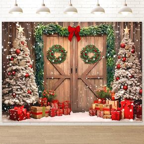 7x5ft Christmas Backdrop for Photography Christmas Wood Background Winter Snowman Backdrop Merry Christmas Background New Year Party Christmas Decorations Props, Reusable and Washable