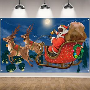 African American Christmas Backdrop for Photography Black Santa Christmas Banner African American Christmas Decorations and Supplies for Party-71×43''