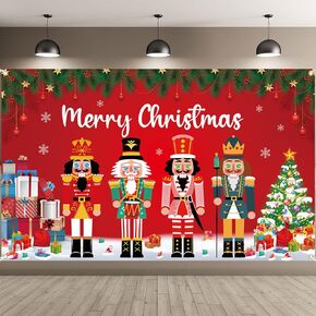 Christmas Nutcracker Decorations Christmas Nutcracker Banner Backdrop, Nutcracker Xmas Party Decor, Merry Christmas Backdrop Banner Xmas Photography Background Photo Props