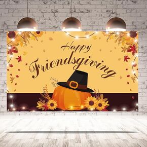 Happy Friendsgiving Party Photo Booth Backdrop for Fall Thanksgiving Friends Party Decoration Supply
